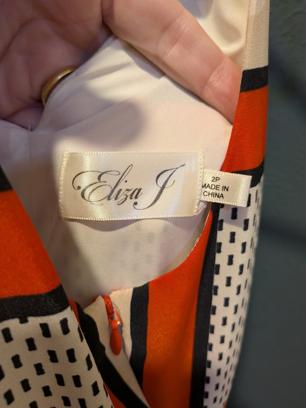 Eliza J Orange and Cream Geometric Halter Maxi Dress - Picture 3 of 4